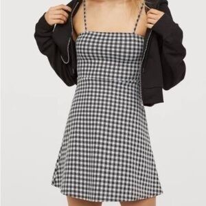 Divided by H&M Black & White Gingham Mini Dress – Size 6 Spaghetti Strap Checked